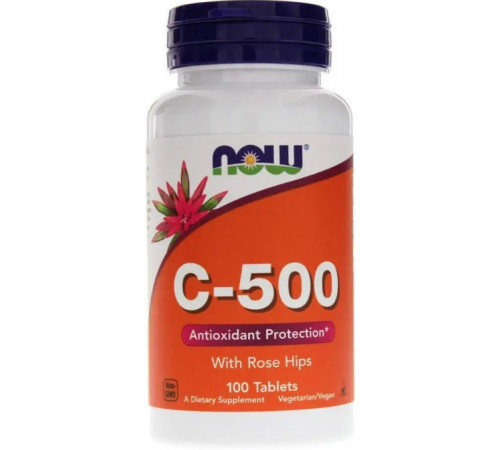 Вітамін С (аскорбінова кислота)  Now Foods  Vitamin C with Rose Hips 500 мг 100 таб