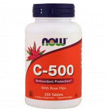 Вітамін С-500 Now Foods Vitamin C With Rose Hips 250 таб із плодами шипшини