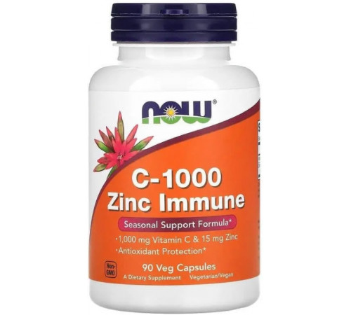 Вітамін С та цинк Now Foods C-1000 Zinc Immune 1000 мг/15 мг 90 вег капс
