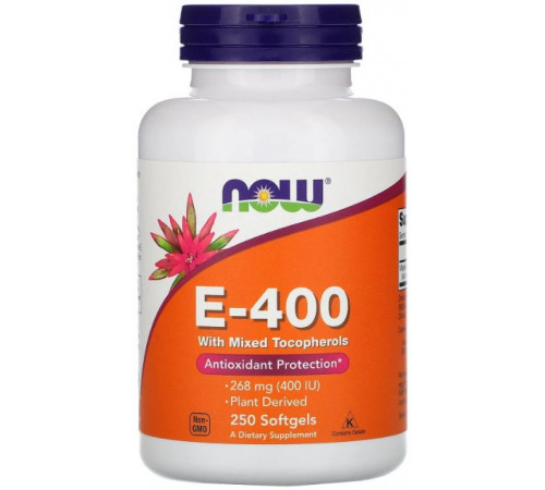 Вітамін Е з токоферолами Now Foods  E-400 250 гелевих капсул