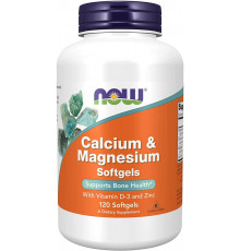 Кальцій та магній, Calcium & Magnesium, Now Foods, з вітаміном D-3 та цинком, 120 гелевих капсул
