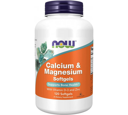 Кальцій та магній, Calcium & Magnesium, Now Foods, з вітаміном D-3 та цинком, 120 гелевих капсул