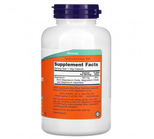 Магній Now Foods Magnesium Caps 400 мг 180 вегетаріанських капсул