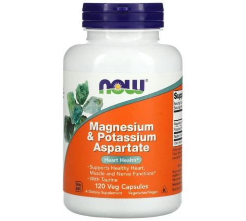 Магній та калій аспартат Now Foods Magnesium & Potassium Aspartate 120 вег капс
