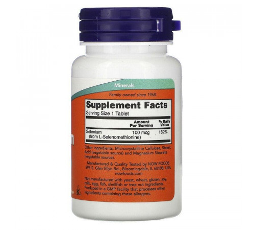Селен (селеніум) Now Foods Selenium100 мкг 100 таб