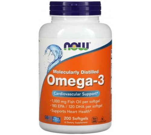 Риб'ячий жир Омега 3 Now Foods Omega-3 180 ЕПК/120 ДГК 200 капсул
