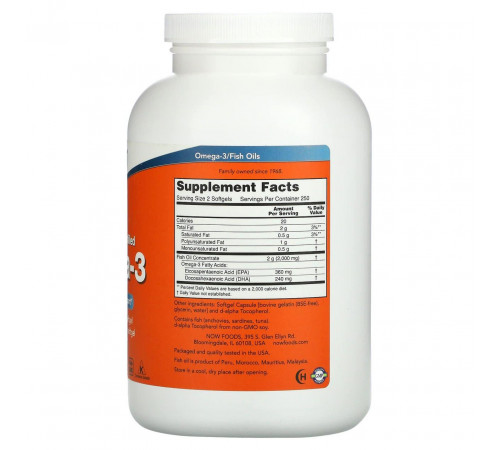 Омега-3 Now Foods Omega-3 180 ЭПК/ 120 ДГК 500 гелевих капсул