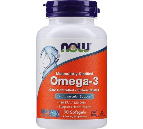 Омега-3 рыбий жир Now Foods Omega-3 180 ЭПК/ 120 ДГК 90 капс