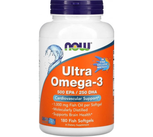 Омега-3 ультра Now FoodsUltra Omega-3 500 ЭПК/ 250 ДГК 180 гел капс