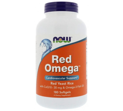 Червоний рис, омега і коензим Q10 Now Foods Red Omega 30 мг 180 капс