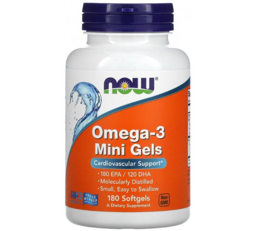 Омега-3  Now Foods Omega-3 Mini Gels 180 гелевих капсул