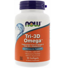 Рыбий жир Омега + Д3 Now Foods Tri-3D Omega 90 капсул