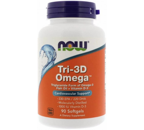 Риб'ячий жир Омега Now Foods Tri-3D Omega 90 капсул