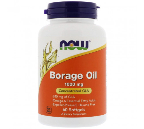 Масло огірочника Now Foods Borage Oil 1000 мг 60 гелевих капсул