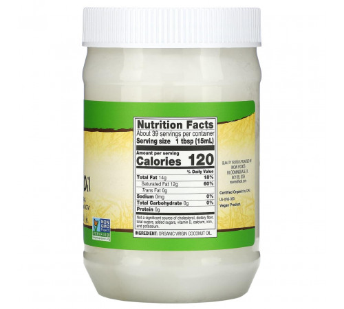 Кокосовое масло первого отжима Now Foods Coconut Oil Real Food 591 мл