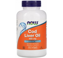 Риб'ячий жир з печінки тріски Now Foods Cod Liver Oil 650 мг 250 капсул