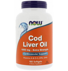 Риб'ячий жир з печінки тріски Now Foods Cod Liver Oil 1000 мг 180 гелевих капсул