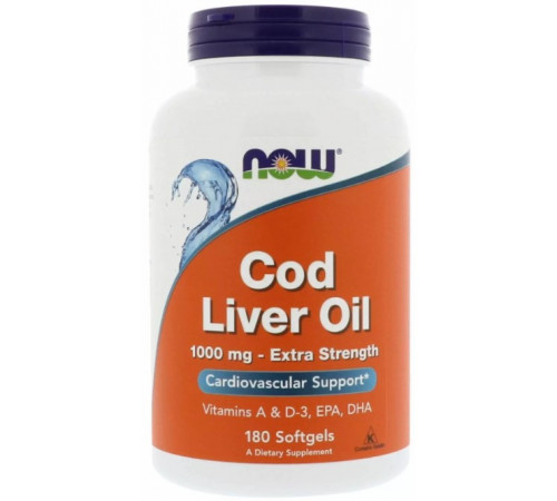 Риб'ячий жир з печінки тріски Now Foods Cod Liver Oil 1000 мг 180 гелевих капсул