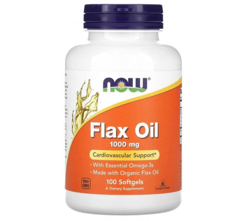 Льняна олія NOW Foods  Flax Oil 1000 мг 100 гел капс
