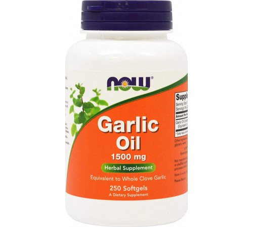 Часникова олія Now Food Garlic Oil 1500 мг 250 гелевых капсул