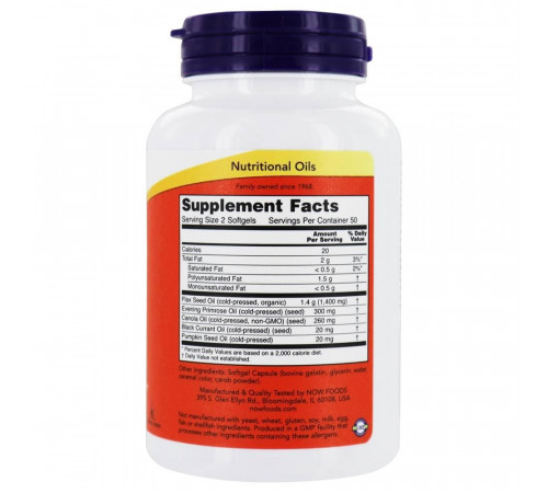 Омега 3 6 9 Now Foods Omega 3-6-9 1000 мг 100 гел капс