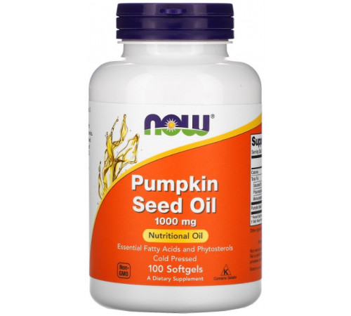 Гарбузова олія Now Foods Pumpkin Seed Oil 1000 мг 100 гелевих капсул