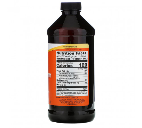Масло зародышей пшеницы Now Foods Wheat Germ Oil 473 мл