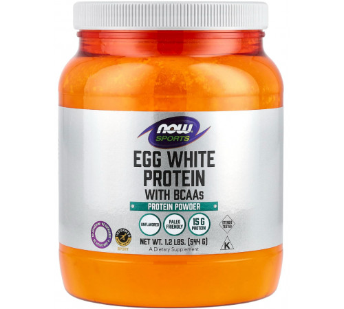 Яєчний протеїн з BCAA NOW Foods Sports Egg White Protein BCAAs NOW Foods Sports без смаку 544 г