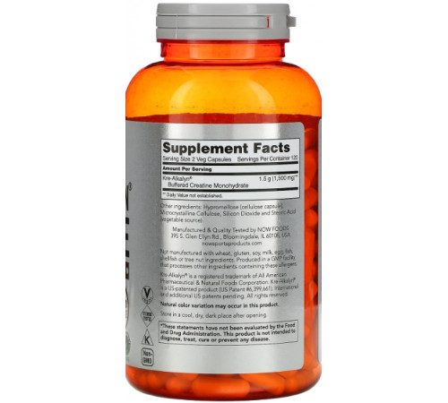 Креатин Now Foods Sports Kre-Alkalyn Creatine 750 мг 240 вег капс