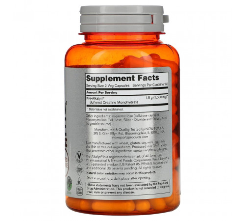 Креалкалін креатин Now Foods Sports Kre-Alkalyn Creatine 120 вег капс
