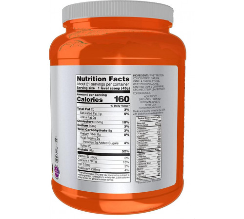 Сироватковий протеїн Now Foods Sports Whey Protein 907 г вешково-ванільний