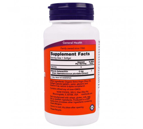 Астаксантин Now Foods Astaxanthin 4 мг 90 гел капс