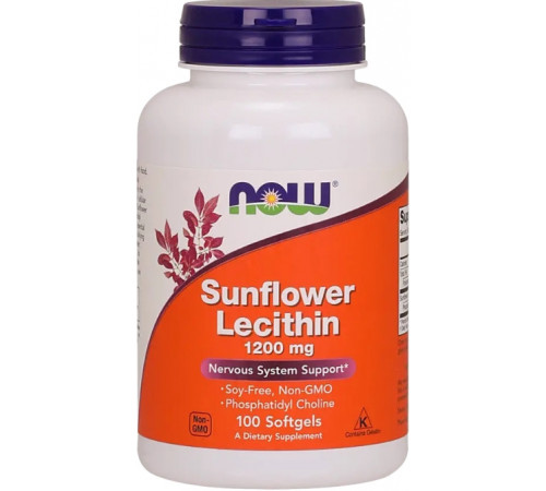 Соняшниковий лецитин Now Foods Sunflower Lecithin 1200 мг 100 гел капс