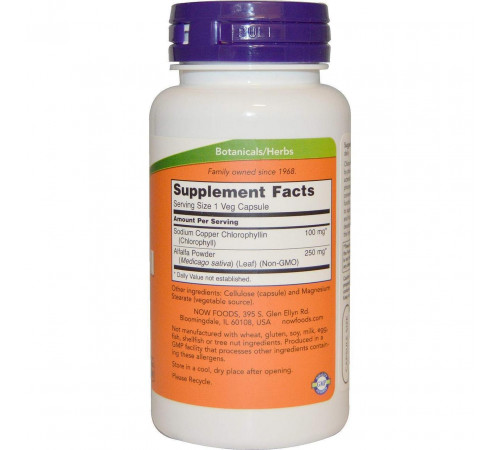 Хлорофіл від запаху з рота Now Foods Chlorophyll 100 мг 90 вег капс
