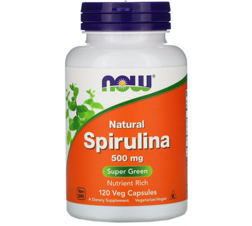 Спіруліна натуральна 500мг Now Foods Spirulina 120 капс