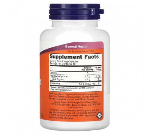 D-манноза Now Foods D-Mannose 500 мг 120 капс