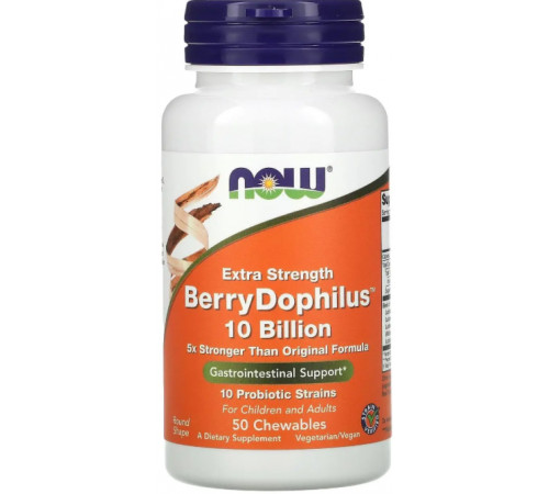 Пробіотики Дофілус для шлунково-кишкового здоров'я Now Food Berry Dophilus смак ягід 50 жов таб