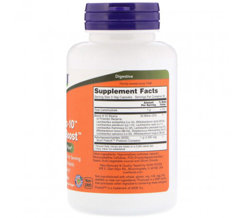 Пробіотик-10 з Bifido Boost Now Foods Probiotic-10 25 млрд КОЕ 90 вег капс