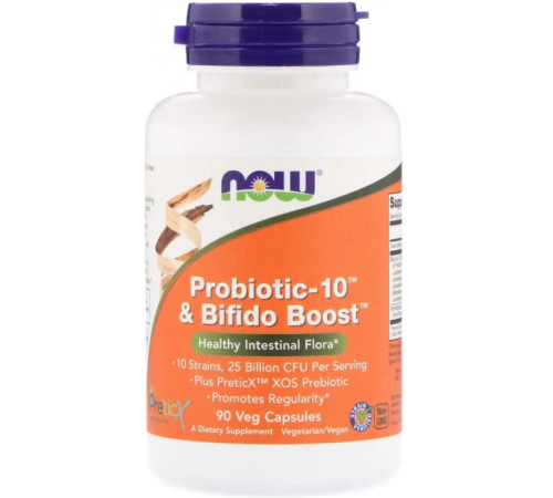 Пробіотик-10 з Bifido Boost Now Foods Probiotic-10 25 млрд КОЕ 90 вег капс
