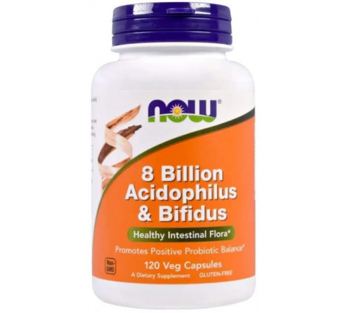 Пробиотики Now Foods Acidophilus & Bifidus 8 млрд КОЕ 120 вег капсул