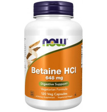 Бетаїн гідрохлорид Now Foods Betaine HCL 648 мг 120 вег капсул