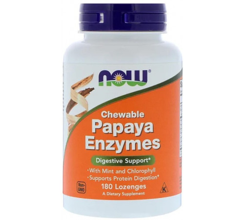Папайя Now Foods Papaya Enzymes 180 леденцов