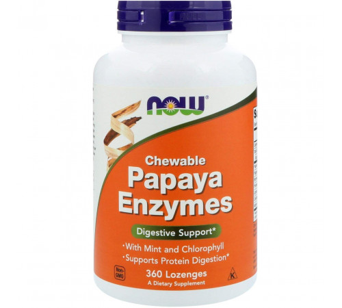 Папаїн для травлення Now Foods Papaya Enzymes 360 льодяників