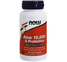 Алое вера 10000 і пробіотики Now Foods Aloe & Probiotics 60 вег капс