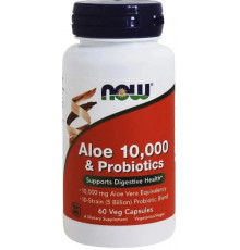 Алое вера 10000 і пробіотики Now Foods Aloe & Probiotics 60 вег капс