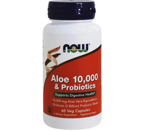 Алое вера 10000 і пробіотики Now Foods Aloe & Probiotics 60 вег капс