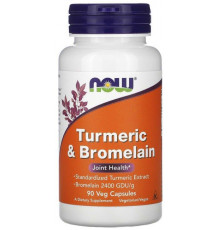 Куркумін і бромелайн Now Foods Turmeric & Bromelain 90 вег капсул