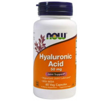 Гіалуронова кислота + МСМ Now Foods Hyaluronic Acid 50 мг 60 капсул