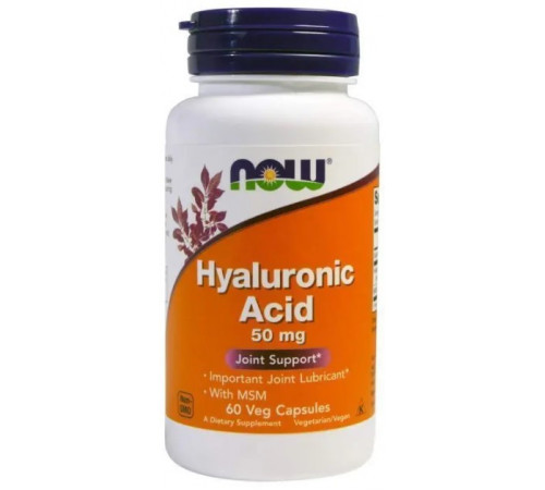 Гіалуронова кислота + МСМ Now Foods Hyaluronic Acid 50 мг 60 капсул