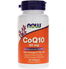 Коензим Q10 з риб'ячим жиром Омега-3 Now Foods CoQ10 with Omega-3 Fish Oil 60 мг 60 капс